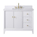 42" Single Sink Freestanding Bath Vanity Cabinet with White Engineered Marble Top - HomeBeyond