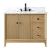 42" Single Sink Freestanding Bath Vanity Cabinet with White Engineered Marble Top - HomeBeyond