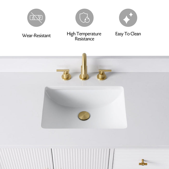 42" Single Sink Freestanding Bath Vanity Cabinet with White Engineered Marble Top - HomeBeyond