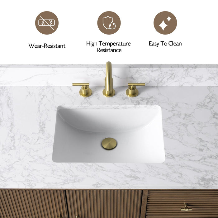 42" Single Sink Freestanding Bath Vanity Cabinet with White Engineered Marble Top - HomeBeyond