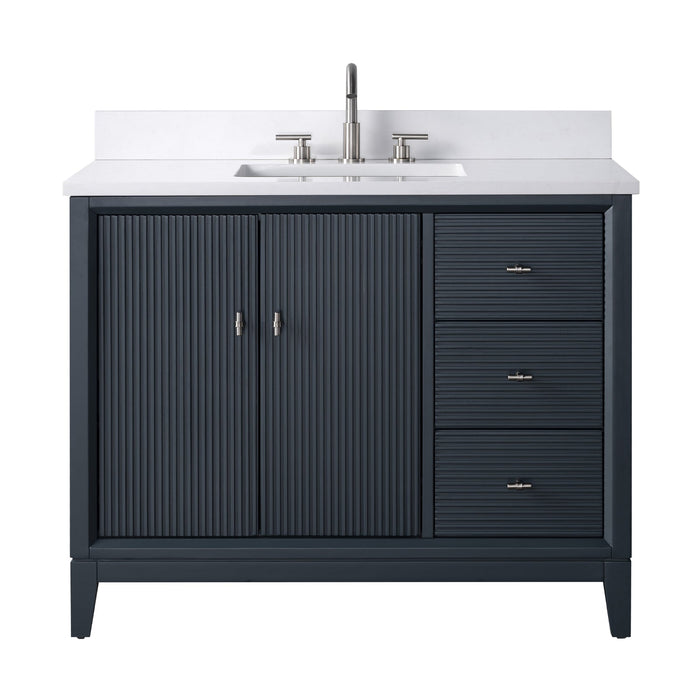 42" Single Sink Freestanding Bath Vanity Cabinet with White Engineered Marble Top - HomeBeyond