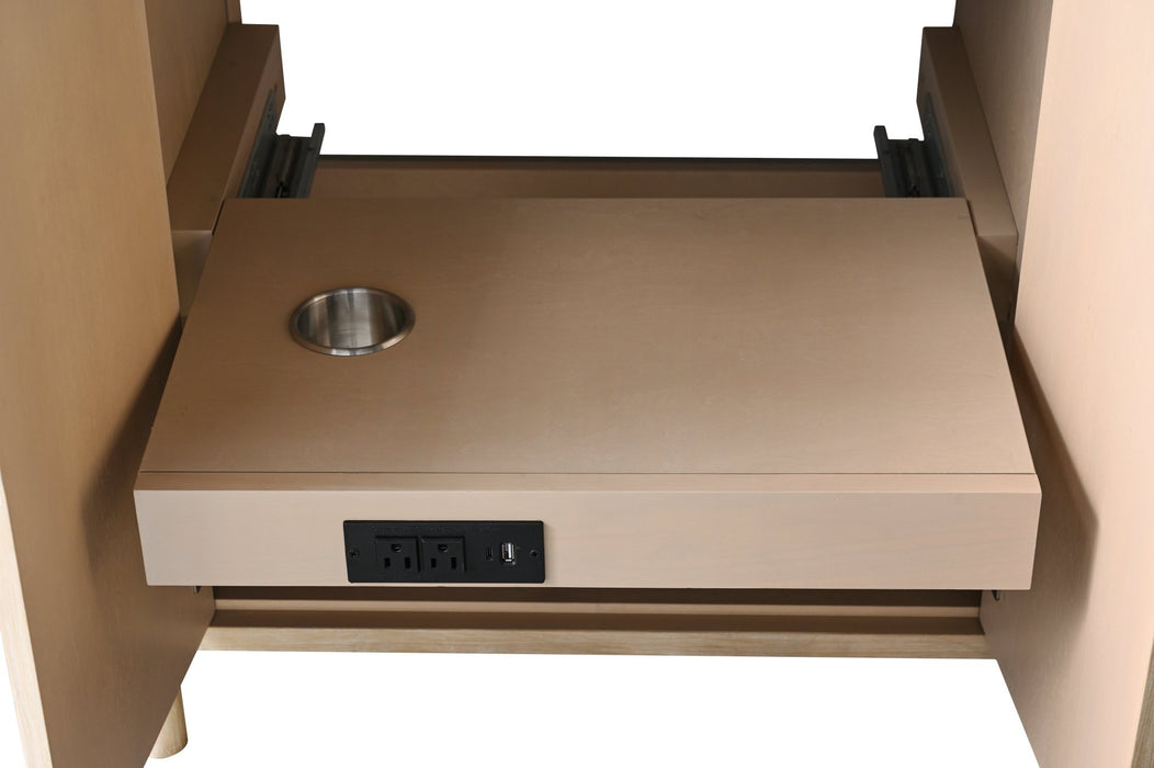 42" Single Sink Freestanding Bathroom Vanity with Milano Mist Stone Top, Hidden Power Station, Hair Dryer Holder, USB Charging Shelf VA1142 - HomeBeyond