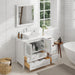 42" Single Sink Modern Bathroom Vanity Set with White Engineered Marble Top & Free Mirror – Storage Cabinet with 5 Drawers VA3130-42 - HomeBeyond