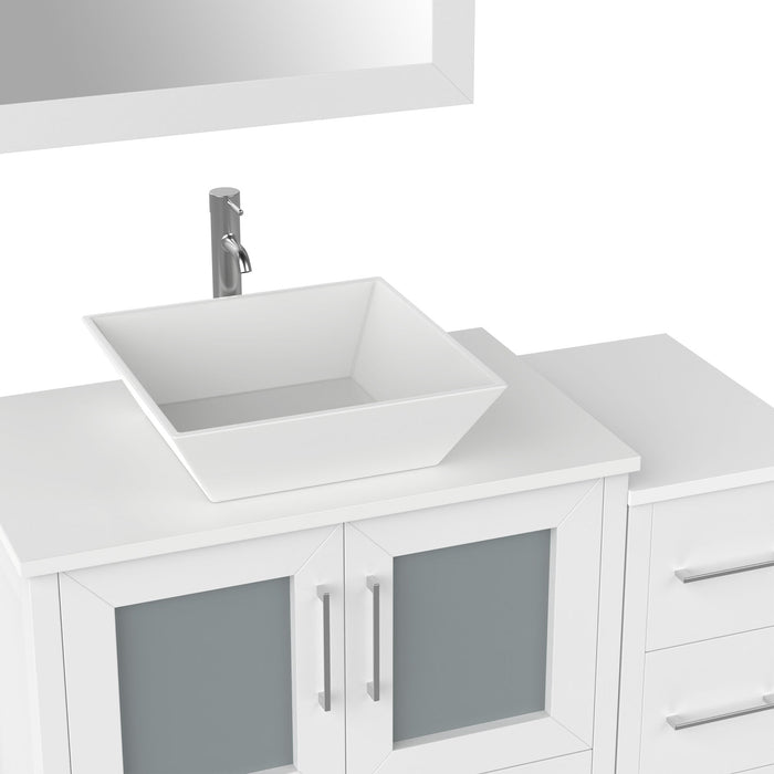 42" Single Sink Modern Bathroom Vanity Set with White Engineered Marble Top & Free Mirror – Storage Cabinet with 5 Drawers VA3130-42 - HomeBeyond