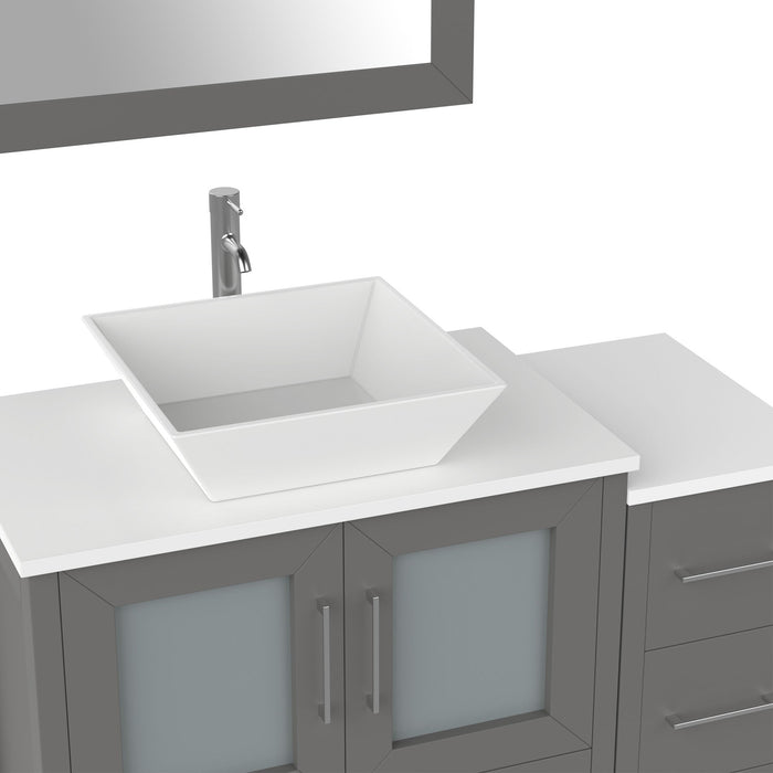 42" Single Sink Modern Bathroom Vanity Set with White Engineered Marble Top & Free Mirror – Storage Cabinet with 5 Drawers VA3130-42 - HomeBeyond