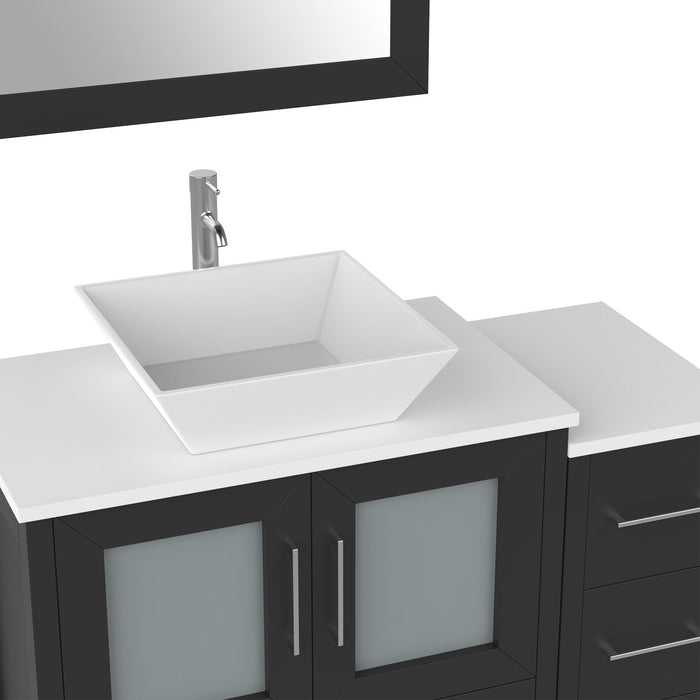 42" Single Sink Modern Bathroom Vanity Set with White Engineered Marble Top & Free Mirror – Storage Cabinet with 5 Drawers VA3130-42 - HomeBeyond