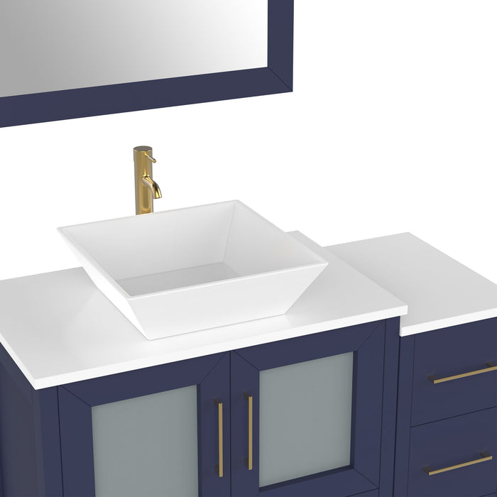 42" Single Sink Modern Bathroom Vanity Set with White Engineered Marble Top & Free Mirror – Storage Cabinet with 5 Drawers VA3130-42 - HomeBeyond