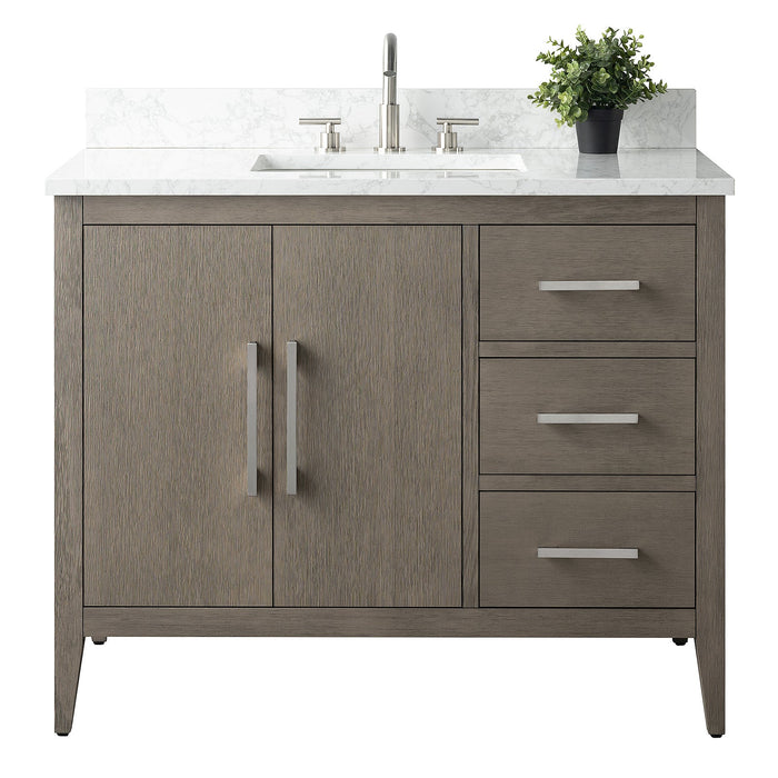 42" Single Sink Modern Freestanding Bathroom Vanity Set with Arabescato White Engineered Marble Top – Storage Cabinet with Soft-Closing Doors & Drawers VA9042 - HomeBeyond