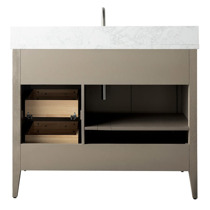 42" Single Sink Modern Freestanding Bathroom Vanity Set with Arabescato White Engineered Marble Top – Storage Cabinet with Soft-Closing Doors & Drawers VA9042 - HomeBeyond