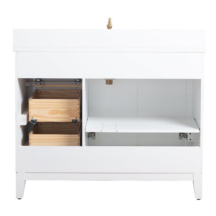 42" Single Sink Modern Freestanding Solid Wood Bathroom Vanity Set with Ariston White Engineered Marble Top – Storage Cabinet with Soft-Closing Drawers VA8042 - HomeBeyond