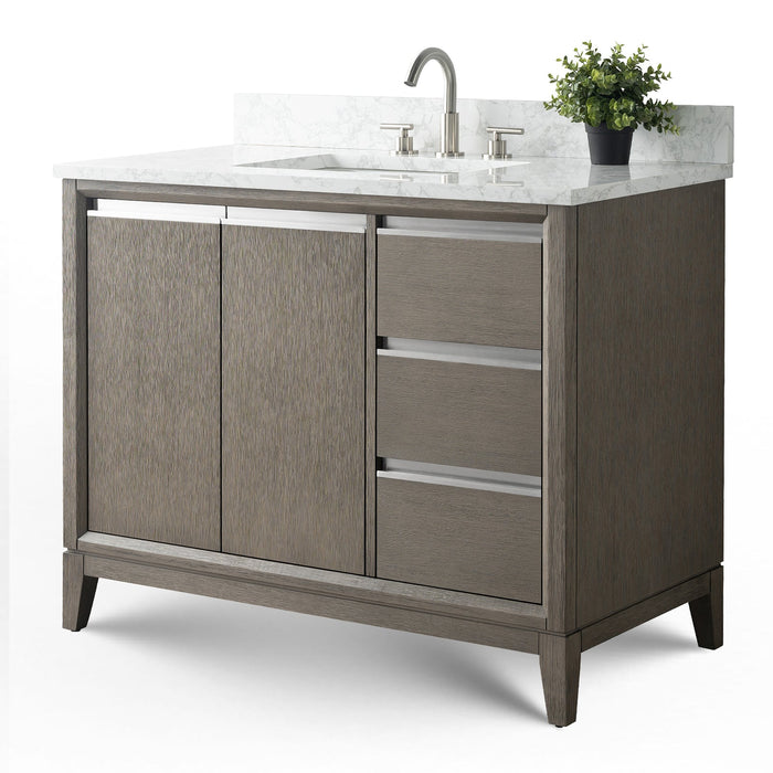 42" Single Sink Modern Freestanding Solid Wood Bathroom Vanity Set with Ariston White Engineered Marble Top – Storage Cabinet with Soft-Closing Drawers VA8042 - HomeBeyond