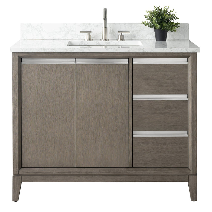 42" Single Sink Modern Freestanding Solid Wood Bathroom Vanity Set with Ariston White Engineered Marble Top – Storage Cabinet with Soft-Closing Drawers VA8042 - HomeBeyond
