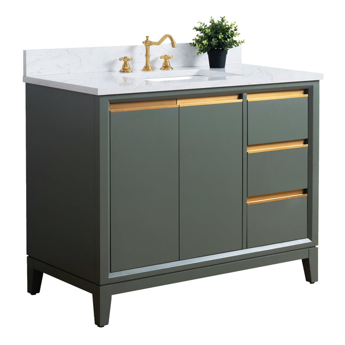 42" Single Sink Modern Freestanding Solid Wood Bathroom Vanity Set with Ariston White Engineered Marble Top – Storage Cabinet with Soft-Closing Drawers VA8042 - HomeBeyond