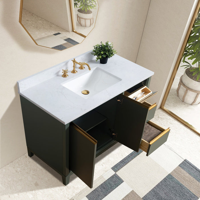 42" Single Sink Modern Freestanding Solid Wood Bathroom Vanity Set with Ariston White Engineered Marble Top – Storage Cabinet with Soft-Closing Drawers VA8042 - HomeBeyond