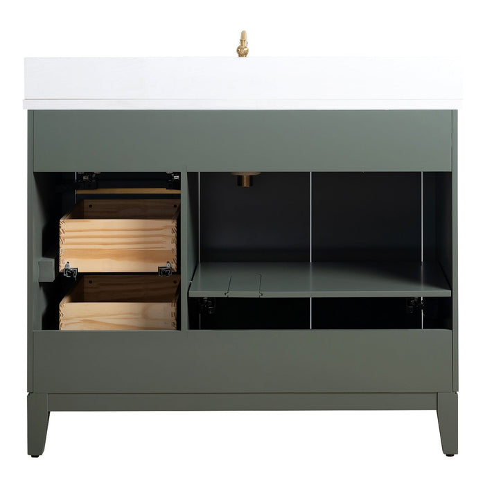 42" Single Sink Modern Freestanding Solid Wood Bathroom Vanity Set with Ariston White Engineered Marble Top – Storage Cabinet with Soft-Closing Drawers VA8042 - HomeBeyond