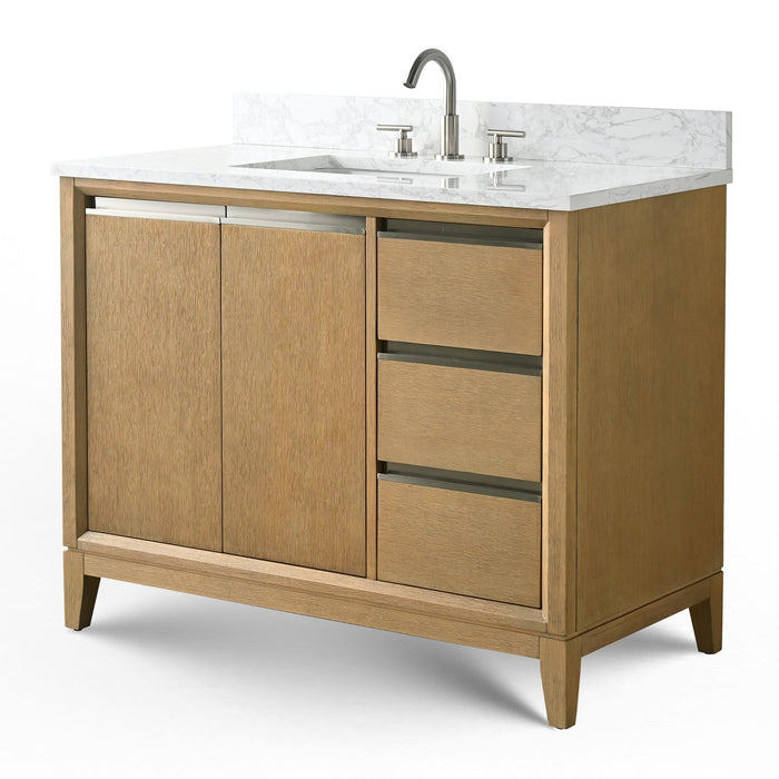 42" Single Sink Modern Freestanding Solid Wood Bathroom Vanity Set with Ariston White Engineered Marble Top – Storage Cabinet with Soft-Closing Drawers VA8042 - HomeBeyond