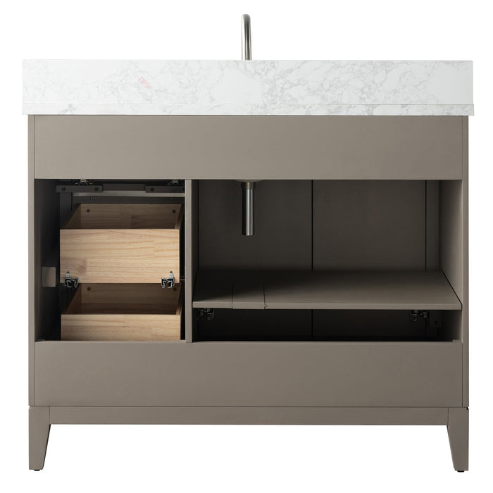 42" Single Sink Modern Freestanding Solid Wood Bathroom Vanity Set with Ariston White Engineered Marble Top – Storage Cabinet with Soft-Closing Drawers VA8042 - HomeBeyond