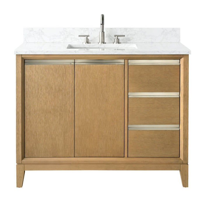 42" Single Sink Modern Freestanding Solid Wood Bathroom Vanity Set with Ariston White Engineered Marble Top – Storage Cabinet with Soft-Closing Drawers VA8042 - HomeBeyond