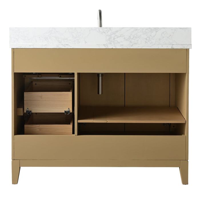 42" Single Sink Modern Freestanding Solid Wood Bathroom Vanity Set with Ariston White Engineered Marble Top – Storage Cabinet with Soft-Closing Drawers VA8042 - HomeBeyond