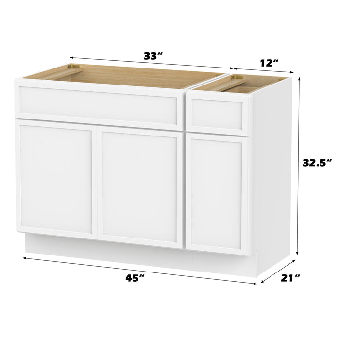45" Modern Freestanding Birch & Plywood Bathroom Vanity Base Only – Shaker Style Storage Cabinet with 1 Drawer & 3 Soft-Closing Doors VA4133-121 - HomeBeyond