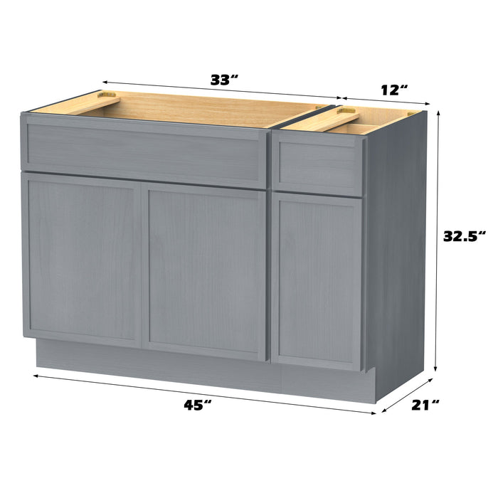 45" Modern Freestanding Birch & Plywood Bathroom Vanity Base Only – Shaker Style Storage Cabinet with 1 Drawer & 3 Soft-Closing Doors VA4133-121 - HomeBeyond