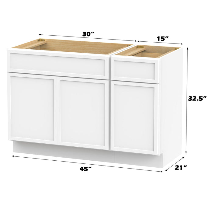 45" Modern Freestanding Birch & Plywood Bathroom Vanity Base Only – Shaker Style Storage Cabinet with Soft-Closing 1 Drawer & 3 Doors VA4130-151 - HomeBeyond