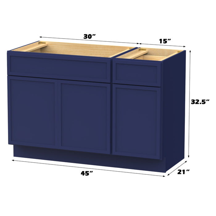45" Modern Freestanding Birch & Plywood Bathroom Vanity Base Only – Shaker Style Storage Cabinet with Soft-Closing 1 Drawer & 3 Doors VA4130-151 - HomeBeyond