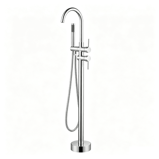 47" Modern Freestanding Waterfall Bathtub Faucet Dual Handle Tub Filler with Handheld Shower VA2012 - HomeBeyond