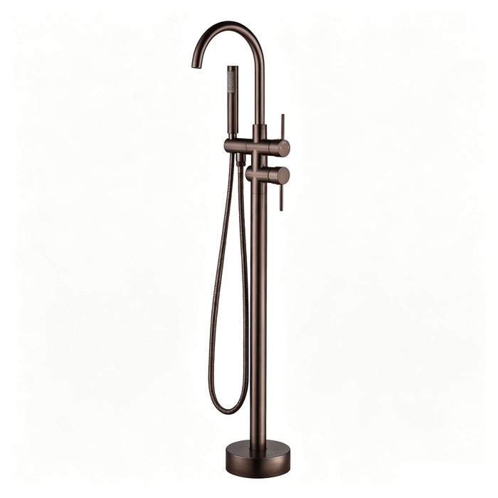 47" Modern Freestanding Waterfall Bathtub Faucet Dual Handle Tub Filler with Handheld Shower VA2012 - HomeBeyond