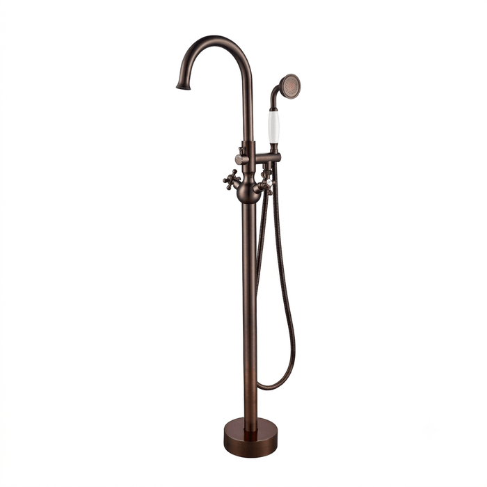 47" Modern Solid Brass Freestanding Bathtub Faucet Single Handle Tub Filler with Handheld Shower VA2029 - HomeBeyond