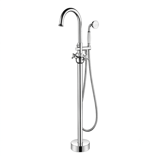 47" Modern Solid Brass Freestanding Bathtub Faucet Single Handle Tub Filler with Handheld Shower VA2029 - HomeBeyond