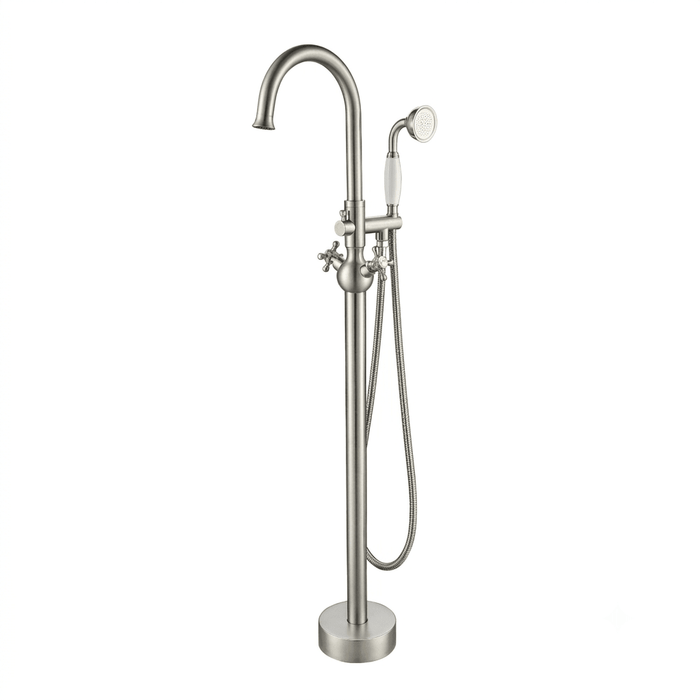47" Modern Solid Brass Freestanding Bathtub Faucet Single Handle Tub Filler with Handheld Shower VA2029 - HomeBeyond