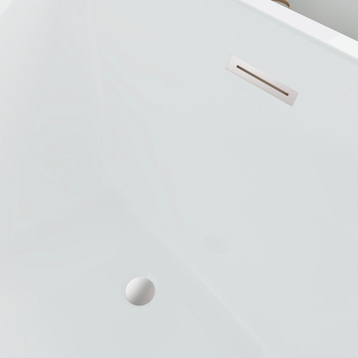 47" x 29" Modern Slipper Freestanding Solid Surface Soaking Bathtub White Small Soaker Tub Slotted Overflow VA6816B-XS - HomeBeyond