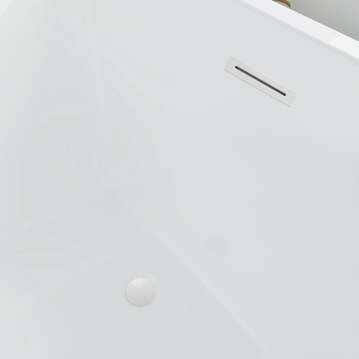 47" x 29" Modern Slipper Freestanding Solid Surface Soaking Bathtub White Small Soaker Tub Slotted Overflow VA6816B-XS - HomeBeyond
