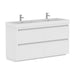 48" Double Sink Modern Freestanding Bathroom Vanity Set with White Engineered Stone Top – Storage Cabinet with Soft-Closing Drawers VA6048DWF - HomeBeyond