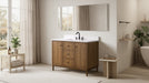 48" Freestanding Bathroom Vanity with Milano Mist Engineered Stone Countertop, Integrated Ceramic Sink, Hidden Power & USB Charging Station and Hair Dryer Storage - HomeBeyond