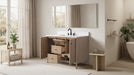 48" Freestanding Bathroom Vanity with Milano Mist Engineered Stone Countertop, Integrated Ceramic Sink, Hidden Power & USB Charging Station and Hair Dryer Storage - HomeBeyond