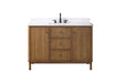 48" Freestanding Bathroom Vanity with Milano Mist Engineered Stone Countertop, Integrated Ceramic Sink, Hidden Power & USB Charging Station and Hair Dryer Storage - HomeBeyond