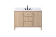 48" Freestanding Bathroom Vanity with Milano Mist Engineered Stone Countertop, Integrated Ceramic Sink, Hidden Power & USB Charging Station and Hair Dryer Storage - HomeBeyond