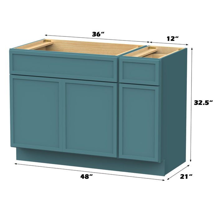 48" Modern Freestanding Birch & Plywood Bathroom Vanity Base Only – Shaker Style Storage Cabinet with 1 Drawer & 3 Soft-Closing Doors VA4136-121 - HomeBeyond