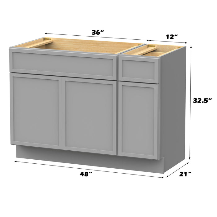 48" Modern Freestanding Birch & Plywood Bathroom Vanity Base Only – Shaker Style Storage Cabinet with 1 Drawer & 3 Soft-Closing Doors VA4136-121 - HomeBeyond