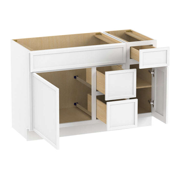 48" Modern Freestanding Birch & Plywood Bathroom Vanity Base Only – Shaker Style Storage Cabinet with 3 Drawers & 2 Soft-Closing Doors VA362R-121 - HomeBeyond