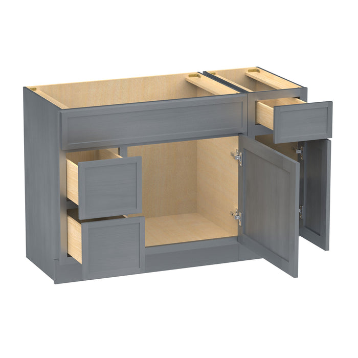 48" Modern Freestanding Birch & Plywood Bathroom Vanity Base Only – Shaker Style Storage Cabinet with 3 Drawers & 2 Soft-Closing Doors VA41362L-121 - HomeBeyond