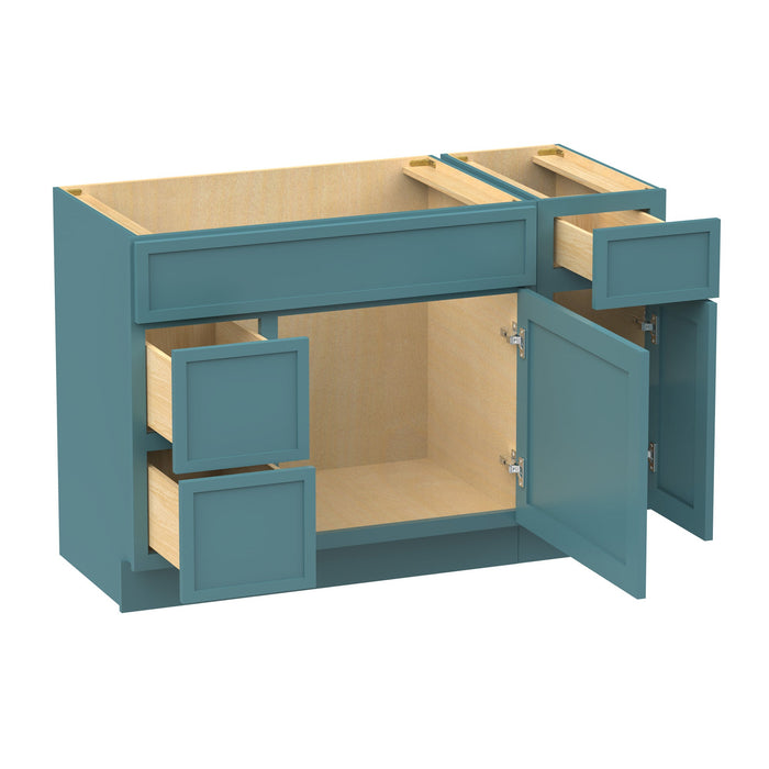 48" Modern Freestanding Birch & Plywood Bathroom Vanity Base Only – Shaker Style Storage Cabinet with 3 Drawers & 2 Soft-Closing Doors VA41362L-121 - HomeBeyond