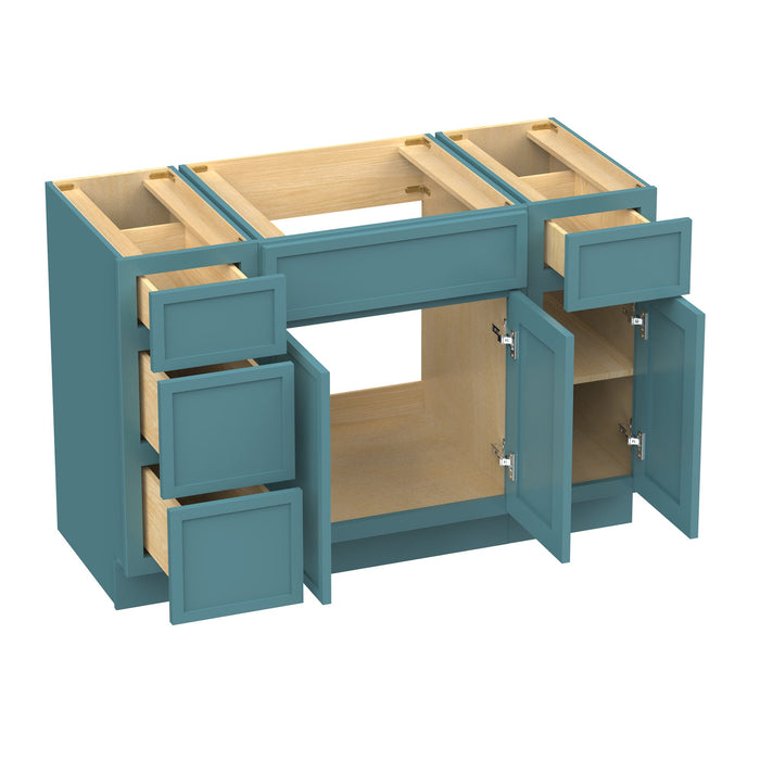 48" Modern Freestanding Birch & Plywood Bathroom Vanity Base Only – Shaker Style Storage Cabinet with 4 Drawers & 3 Soft-Closing Doors VA41123-24-121 - HomeBeyond