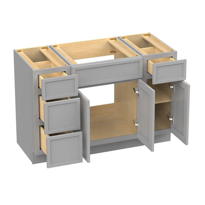 48" Modern Freestanding Birch & Plywood Bathroom Vanity Base Only – Shaker Style Storage Cabinet with 4 Drawers & 3 Soft-Closing Doors VA41123-24-121 - HomeBeyond