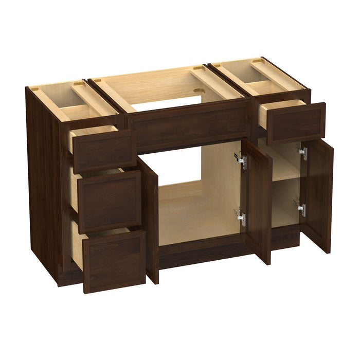 48" Modern Freestanding Birch & Plywood Bathroom Vanity Base Only – Shaker Style Storage Cabinet with 4 Drawers & 3 Soft-Closing Doors VA41123-24-121 - HomeBeyond
