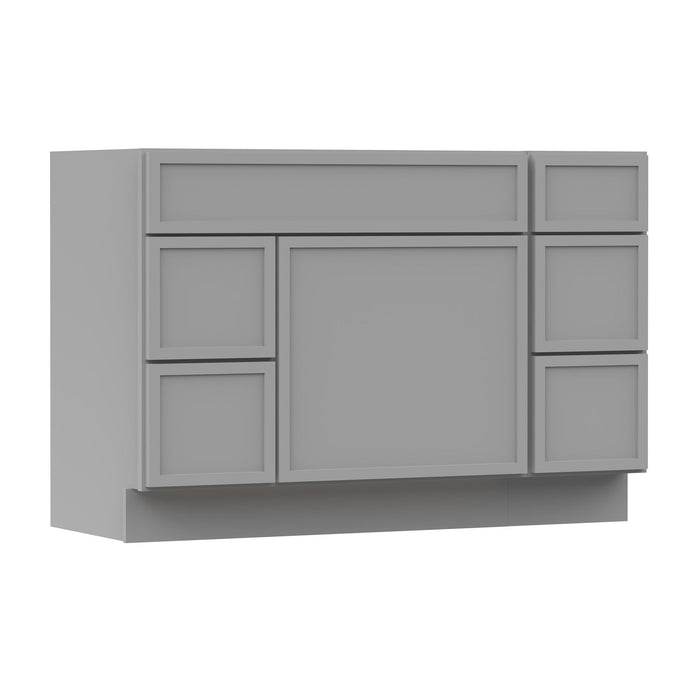 48" Modern Freestanding Birch & Plywood Bathroom Vanity Base Only – Shaker Style Storage Cabinet with 5 Drawers & 1 Soft-Closing Door VA41362L-123 - HomeBeyond