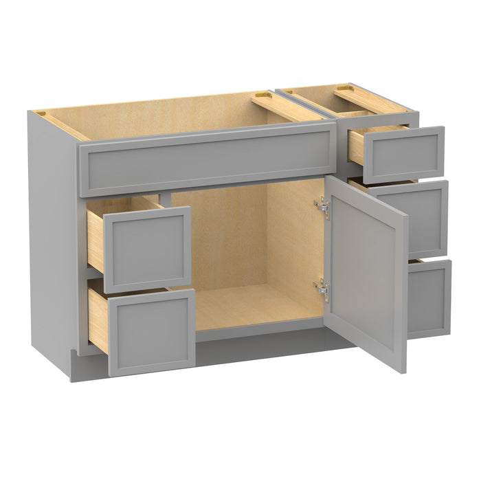 48" Modern Freestanding Birch & Plywood Bathroom Vanity Base Only – Shaker Style Storage Cabinet with 5 Drawers & 1 Soft-Closing Door VA41362L-123 - HomeBeyond
