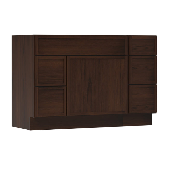 48" Modern Freestanding Birch & Plywood Bathroom Vanity Base Only – Shaker Style Storage Cabinet with 5 Drawers & 1 Soft-Closing Door VA41362L-123 - HomeBeyond